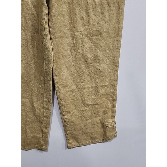 J. Jill Linen Pants‎ Womens Medium Khaki, 27 Inseam Wide Leg Boho Elastic Waist - Picture 4 of 16